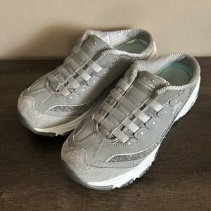 Skechers Womens D Lites Gray Casual Slip On Air cooled memory foam Sneakers 8.5